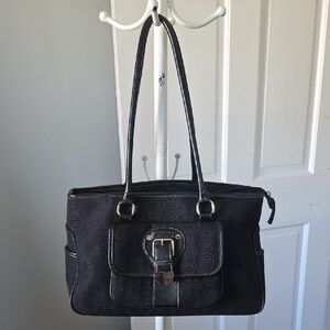 Vintage Etienne Aigner Y2K Black Logo Embossed Shoulder Bag, Tote Bag